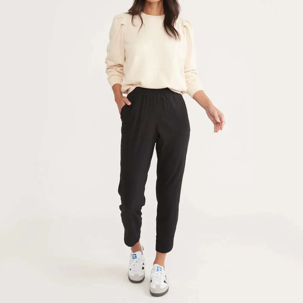 Marine Layer Allison Pants Trousers Black size L Minimalist Casual Sustainable - Picture 12 of 13